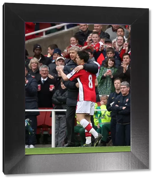 Samir Nasri and Arsene Wenger: Celebrating Arsenal's 2-1 Victory Over Manchester United