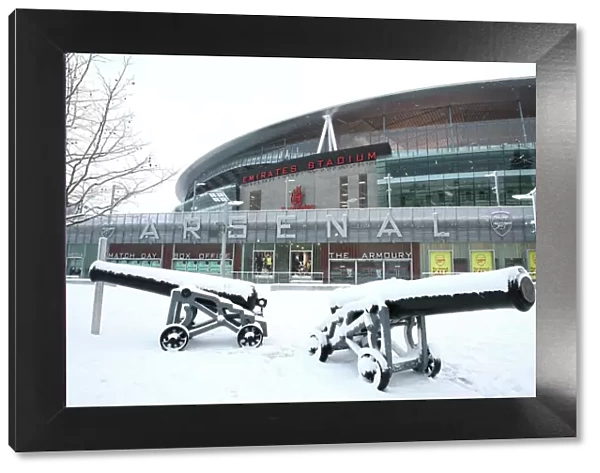 Winter's Embrace at Emirates: Arsenal Football Club's Stadium Transformed in Snow