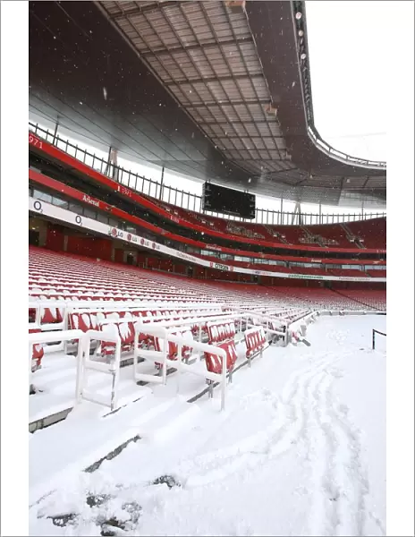 Winter's Embrace at Emirates: Arsenal's Stadium Transformed in Snow