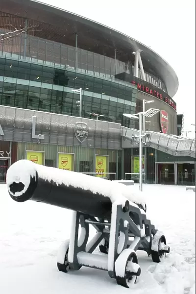 Winter's Magic at Emirates: Arsenal's Football Ground Transformed in Snow