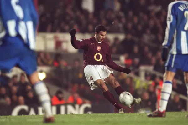 Robin van Persie's Free Kick: Arsenal's Thrilling Comeback against Wigan Athletic in Carling League Cup Semifinal, Highbury, 2005