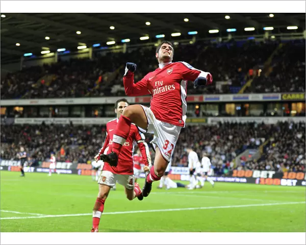 Fran Merida celebrates scoring the 2nd Arsenal goal. Bolton Wanderers 0: 2 Arsenal