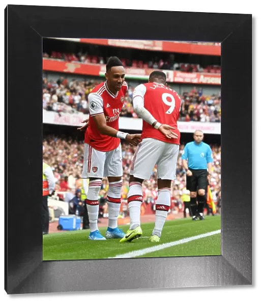 Arsenal's Lacazette and Aubameyang Celebrate First Goal in Arsenal v Burnley (2019-20)