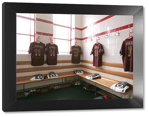 The Arsenal changing room. Arsenal 2: 0 Newcastle United. FA Premier League