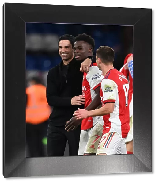 Mikel Arteta and Bukayo Saka Celebrate Arsenal's Win at Chelsea (2021-22)