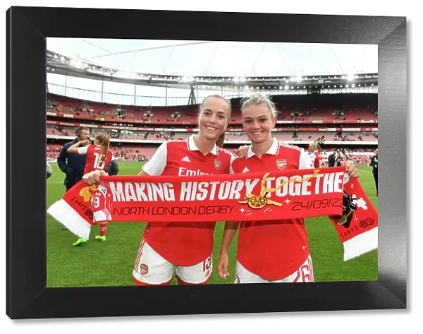 Arsenal Women Celebrate Victory: Lia Walti and Laura Wienroither's Emotional Moment at Emirates Stadium