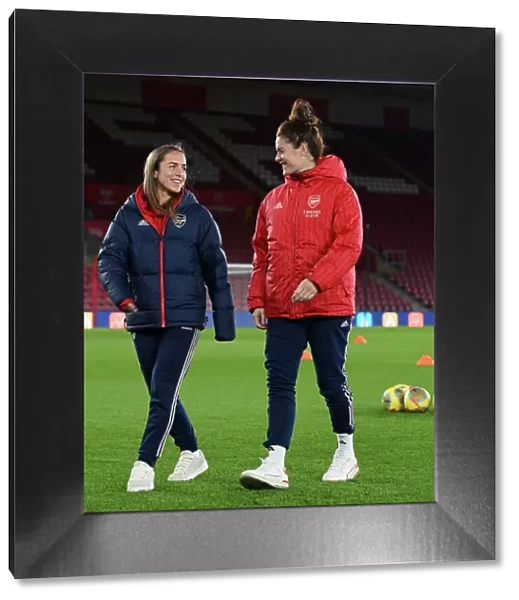 Arsenal Women Prepare for FA Cup Match against Southampton: Pitch Inspection at St. Mary's Stadium