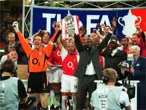 Arsenal's Victorious FA Cup Final: Vieira and Seaman Lift the Trophy over Southampton (1:0), The Millennium Stadium, Cardiff, 2003