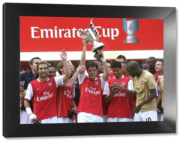 Cesc Fabregas (Arsenal) lifts the Emirates Trophy