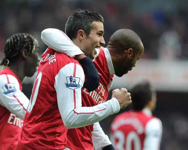 Arsenal Legends Henry and van Persie: Celebrating Goals Together against Blackburn Rovers, 2011-12