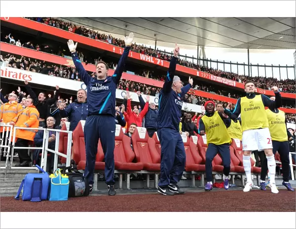 Arsenal Celebrate Second Goal Against Tottenham in 2011-12 Premier League