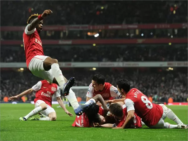 Arsenal Celebrate: Vermaelen Scores the Second Goal Against Newcastle United (2011-12)