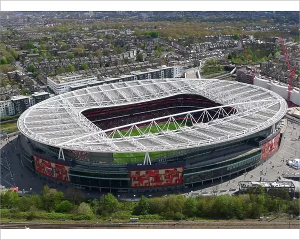 Arsenal vs Chelsea: Aerial View of Emirates Stadium, Barclays Premier League