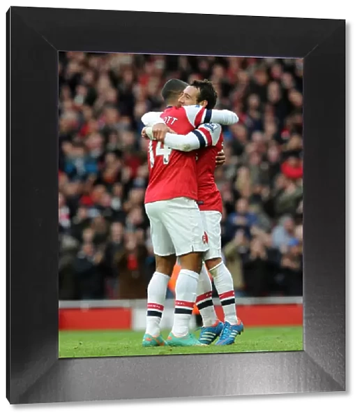 Celebrating Glory: Cazorla and Walcott's Goal Connection (Arsenal vs. Queens Park Rangers, 2012-13)