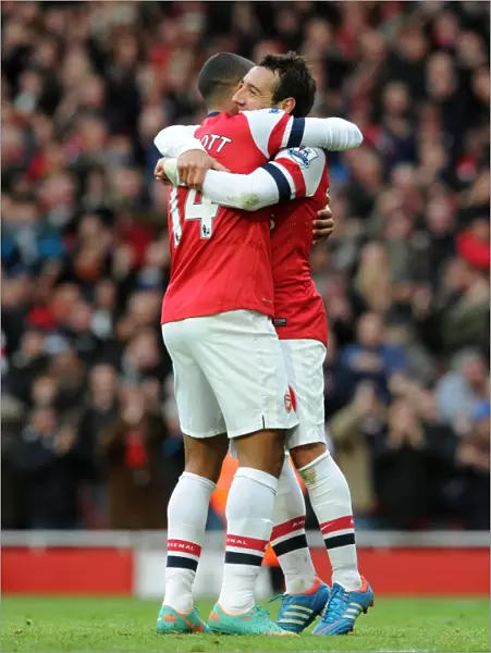 Celebrating Glory: Cazorla and Walcott's Goal Connection (Arsenal vs. Queens Park Rangers, 2012-13)