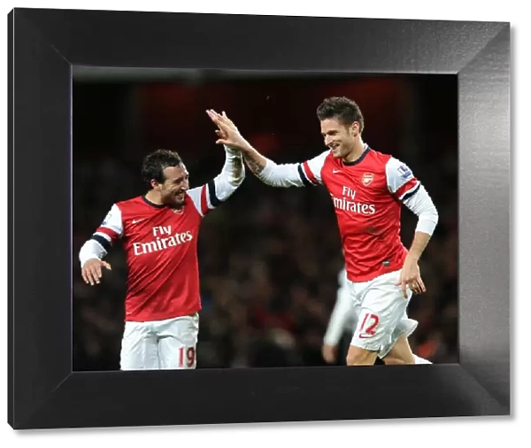 Giroud and Cazorla Celebrate Arsenal's Goal: Arsenal v Newcastle United, Premier League 2012-13