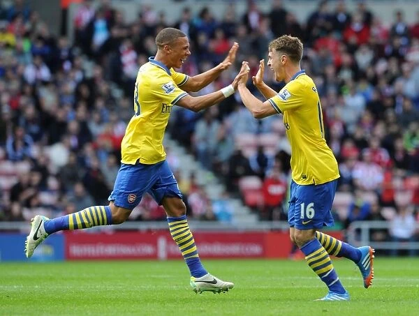 Aaron Ramsey and Kieran Gibbs Celebrate Arsenal's Winning Goals Against Sunderland (2013-14)