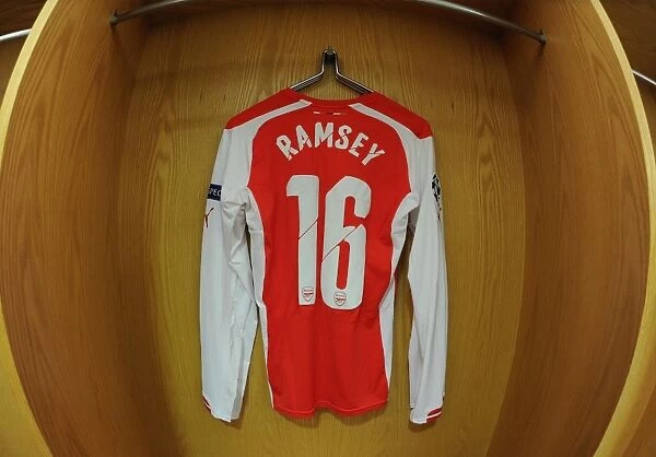 Aaron Ramsey's Arsenal Kit in Arsenal FC Changing Room before Arsenal v RSC Anderlecht, UEFA Champions League (2014)