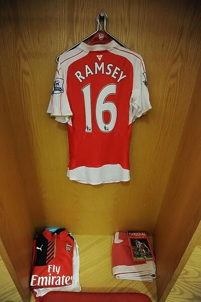 Aaron Ramsey's Arsenal Shirt in Arsenal Dressing Room before Arsenal vs West Bromwich Albion (2015-16)