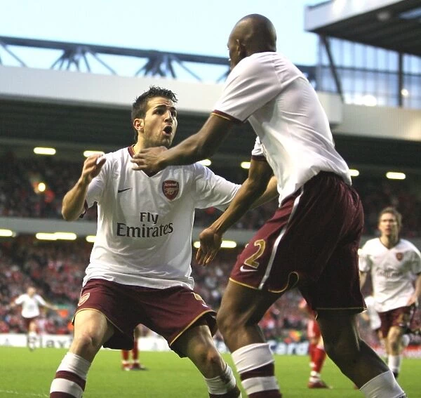 Abou Diaby and Cesc Fabregas: Unforgettable Goal Celebration in Arsenal's Champions League Quarterfinal at Anfield (2008)