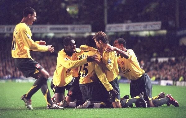 Adebayor's Celebration: Arsenal's Winning Moment against Everton in Carling Cup