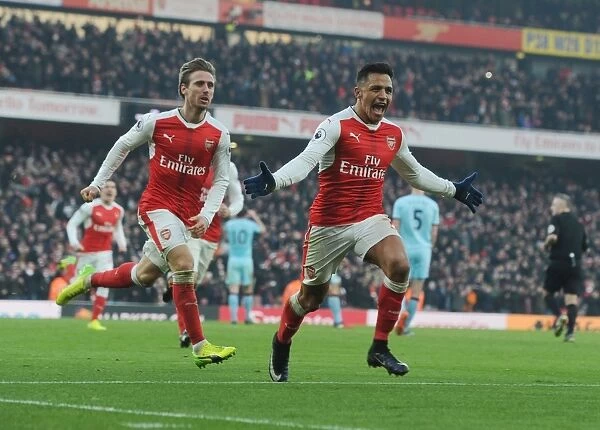 Alexis Sanchez and Nacho Monreal: Arsenal's Unstoppable Duo Celebrates Second Goal Against Burnley (2016-17)