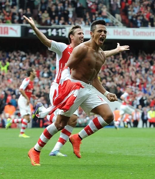 Alexis Sanchez's Celebratory Moment: Scoring Arsenal's Second Goal Against Manchester City (2014-15) at Emirates Stadium