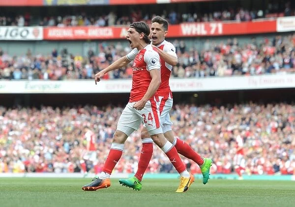 Arsenal Celebrate: Bellerin and Gabriel's Goal vs Everton (2016-17)