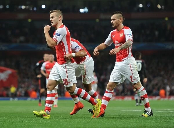 Arsenal Celebrate Goal Against Besiktas in 2014 Champions League Qualifier
