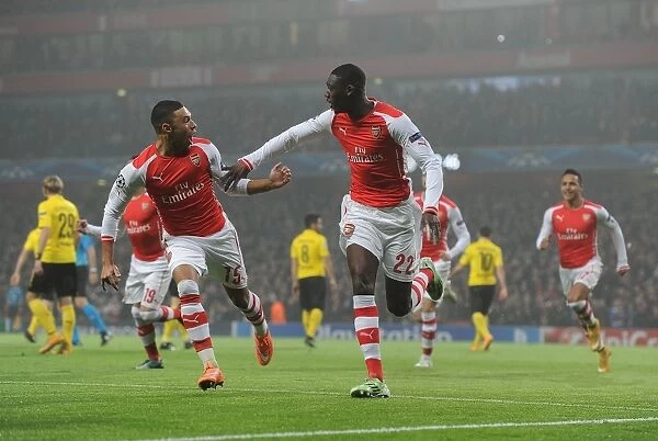 Arsenal Celebrate: Sanogo's Goal vs Borussia Dortmund, Champions League 2014-15