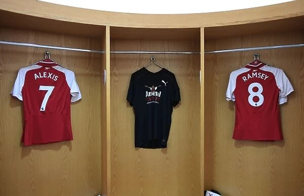 Arsenal Changing Room: Sanchez and Ramsey Shirts Before Arsenal v Brighton & Hove Albion