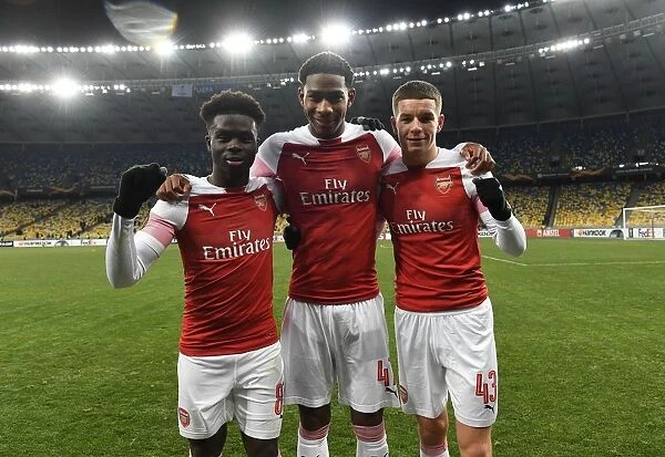 Arsenal Debutants: Saka, Medley, and Gilmour after UEFA Europa League Match vs Vorskla Poltava