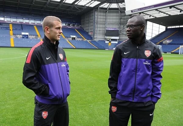 Arsenal Duo Jack Wilshere and Emmanuel Frimpong Scout Pre-Match at West Bromwich Albion U21 Grounds (2012-13)
