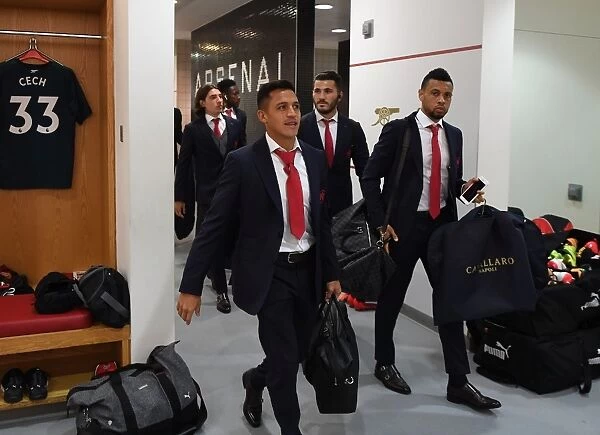 Arsenal Duo: Sanchez and Coquelin in the Changing Room before Arsenal vs AFC Bournemouth (2017-18)