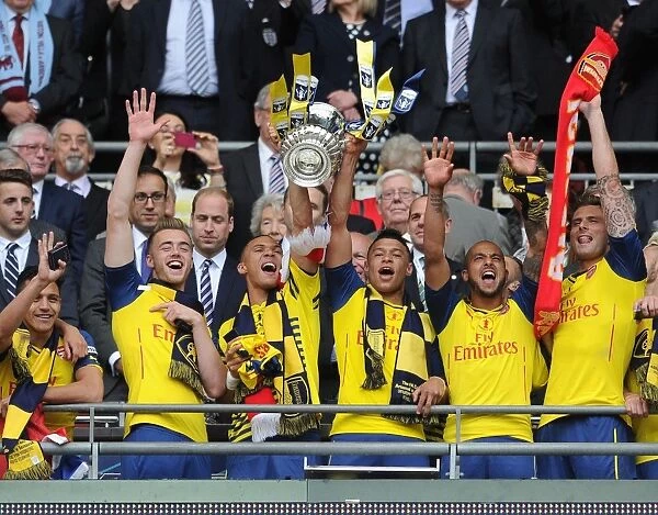 Arsenal FA Cup Victory: Chambers, Gibbs, Oxlade-Chamberlain, Walcott, Giroud Celebrate at Wembley Stadium
