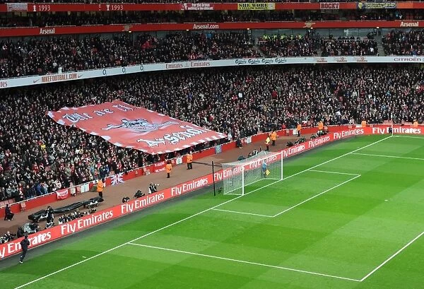 Arsenal fans banner. Arsenal 1: 2 Manchester United. Barclays Premier League