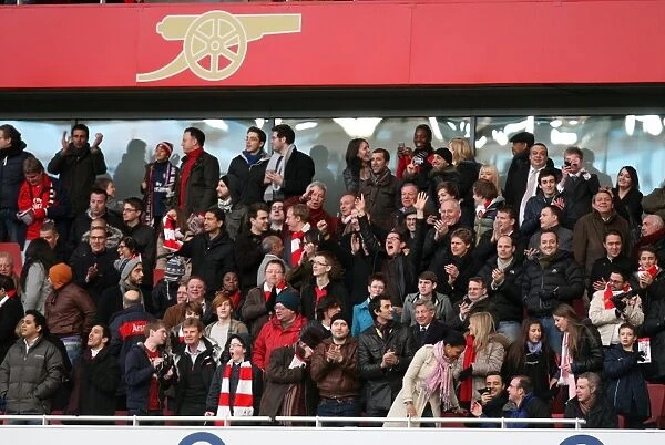 Arsenal fans on Club Level celebrate the 2nd goal. Arsenal 2: 0 Sunderland