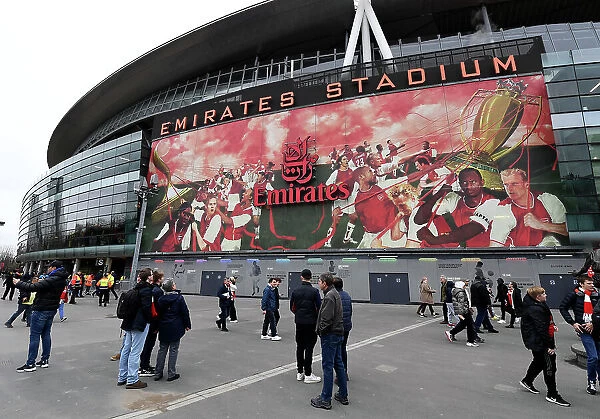 Arsenal Fans Gather Before Arsenal vs. Brentford Premier League Match, Emirates Stadium, London, 2023