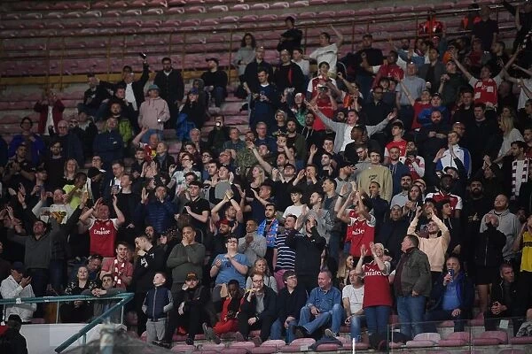 Arsenal Fans at Napoli's Stadio San Paolo during UEFA Europa League Quarterfinal