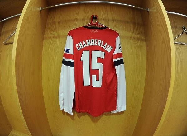Arsenal FC: Alex Oxlade-Chamberlain's Championship-Ready Kit in Emirates Stadium Changing Room (Arsenal v Bayern Munich, 2013-14)