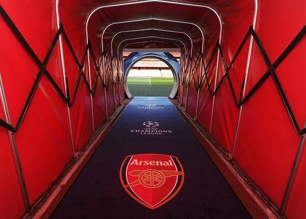 Arsenal FC vs Olympiacos FC: Players Gather in the Tunnel before the UEFA Champions League Clash at Emirates Stadium, London, 2015