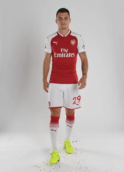 Arsenal Football Club: Granit Xhaka at 2017-18 Team Photocall