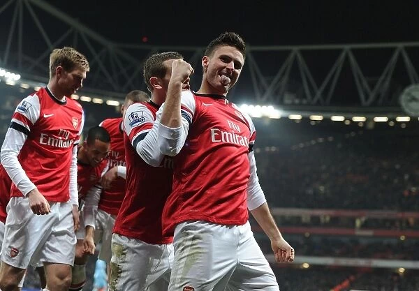 Arsenal: Giroud and Wilshere Celebrate Goals Against West Ham United (2012-13)