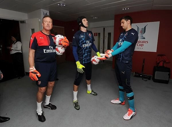 Arsenal Goalkeepers: Gerry Peyton, Petr Cech, and Emiliano Martinez Gear Up for Arsenal v Olympique Lyonnais at Emirates Cup 2015 / 16
