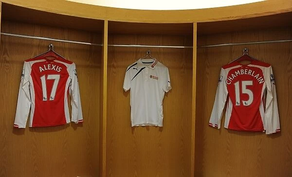 Arsenal Home Changing Room: Arsenal Foundation Polo Shirts Before Arsenal vs Newcastle United (2014 / 15)