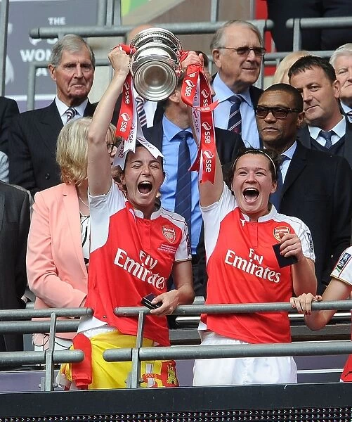 Arsenal Ladies Celebrate FA Cup Victory: Natalia Pablos Sanchon and Emma Mitchall with the Trophy
