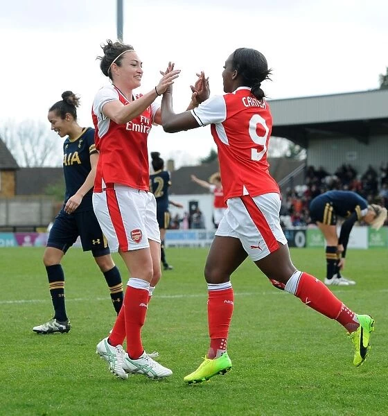 Arsenal Ladies Celebrate Goal: Carter and Taylor Strike Against Tottenham Hotspur in FA Cup 2017