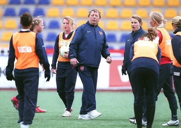 Arsenal Ladies Manager Vic Akers Leading Training Session during UEFA Cup at Gammlivallen, Umea (2007)