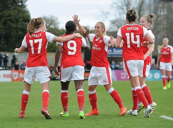Arsenal Ladies Triumph: Carter, Nobbs, and O'Reilly Celebrate Goal in FA Cup Clash Against Tottenham