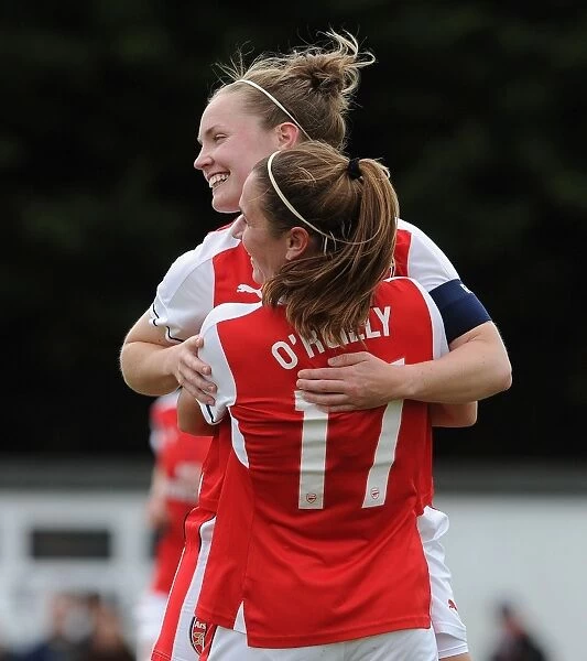 Arsenal Ladies vs. Tottenham Hotspur Ladies: Kim Little and Heather O'Reilly's Euphoric Goal Celebration in FA Cup Clash